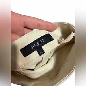 Gucci Beige Wrap Style Mini Skirt Size 2 Made in Italy Designer Skirt